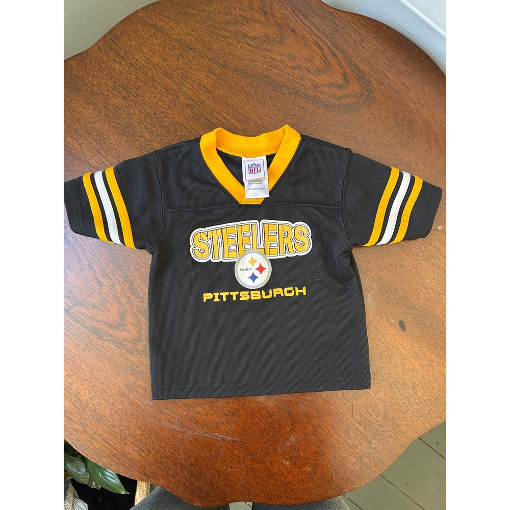 NFL Pittsburgh Steelers Baby Jersey Black Gold Mesh V-Neck 18 Months